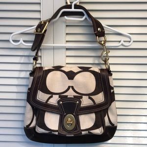 Coach shoulder bag canvas and leather